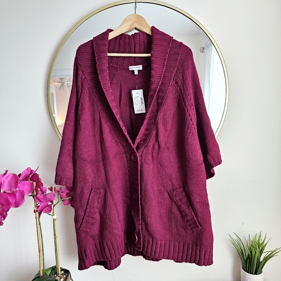 Fashion Bug Women's Purple Cardigan Knit Big Buttons Plus Size Sweater 4X - Picture 1 of 13
